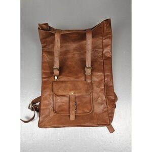 Vintage Leather Adult Backpack Handmade Satchel‎ Brown Bag laptop Rucksack NWOT